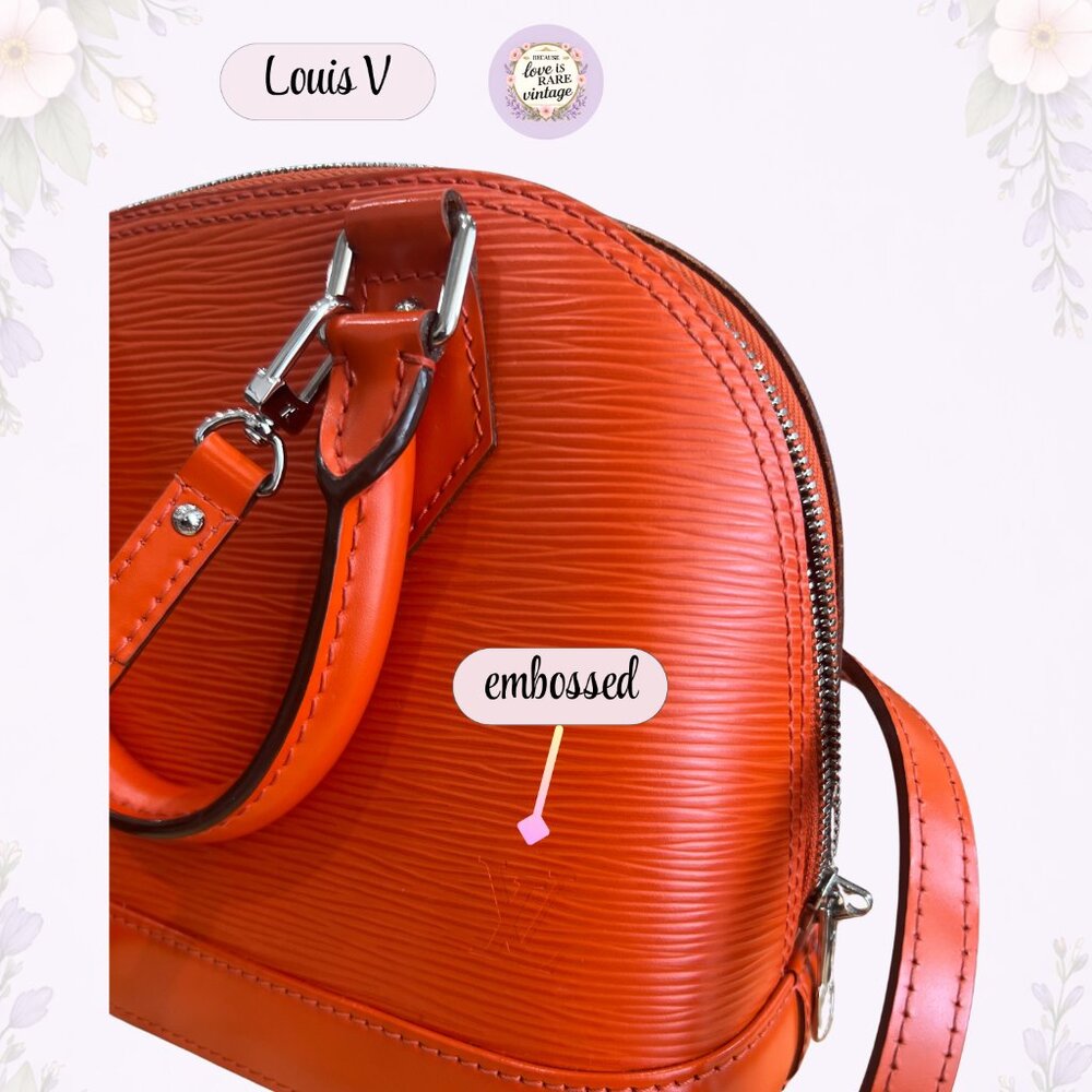 Authentic Louis Vuitton Alma BB Epi Leather Orange Crossbody • Silver Hardware - Picture 4 of 15